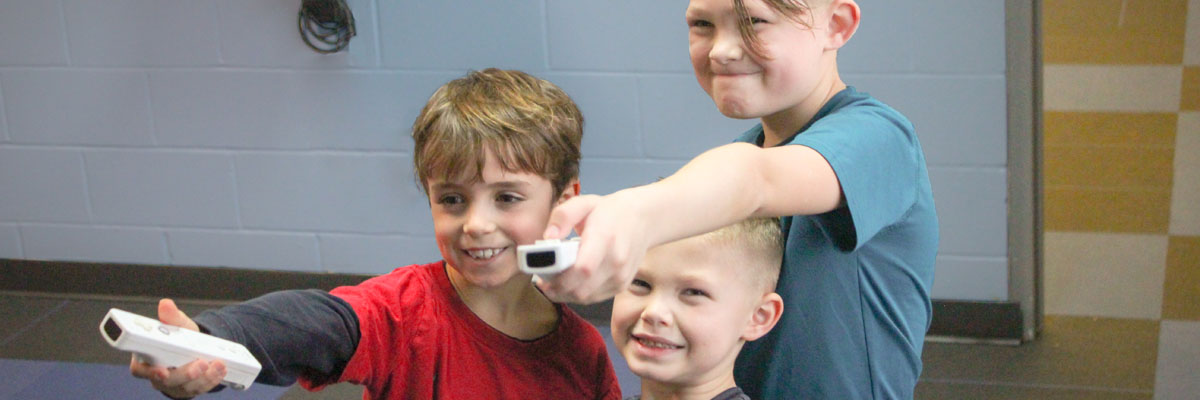 Exergame kids playing banner photograph